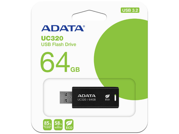 Memoria USB ADATA UC320 de 64GB, USB 3.2. Color Negro.
