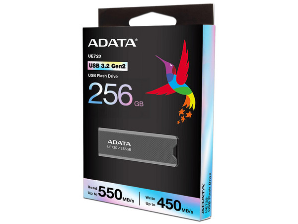 Unidad Flash Adata UE720, 256 GB, USB 3.2 Gen 2. Color Gris.