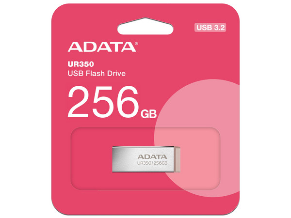 Unidad Flash USB 3.2 Adata UR350 de 256 GB, Color Plata.
