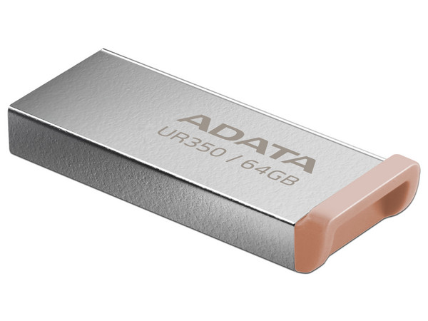 Memoria USB, ADATA, 64 GB, modelo UR350, USB 3.2,  Metal contra Agua, Color Café.