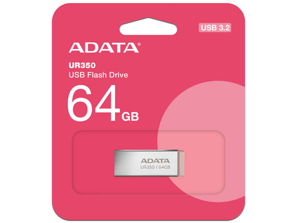 Memoria USB, ADATA, 64 GB, modelo UR350, USB 3.2,  Metal contra Agua, Color Café.