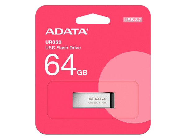 Unidad Flash USB 3.2 Adata UR350-64G-RSR de 64GB, Metálica Resistente al Agua y Polvo.