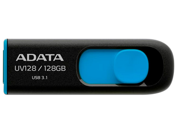 Unidad Flash USB 3.0 ADATA Dash Drive UV128 de 128 GB, Color Azul/Negro.