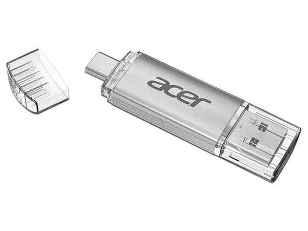 Unidad Flash Dual USB Acer UT300 de 8GB, Lectura de 150MB/s, USB Tipo A y C. Color Plata.