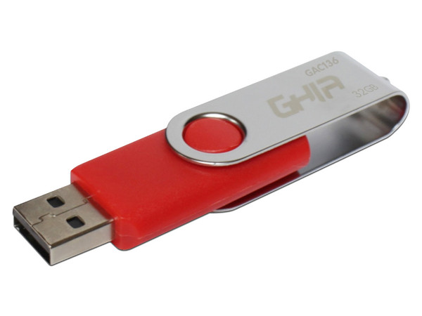 Unidad Flash USB 2.0 GHIA GAC-136 de 32GB. Color rojo, azul o negro.
