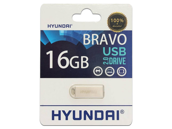 Memoria Flash USB 2.0 Hyundai de 16GB. Color Plata.