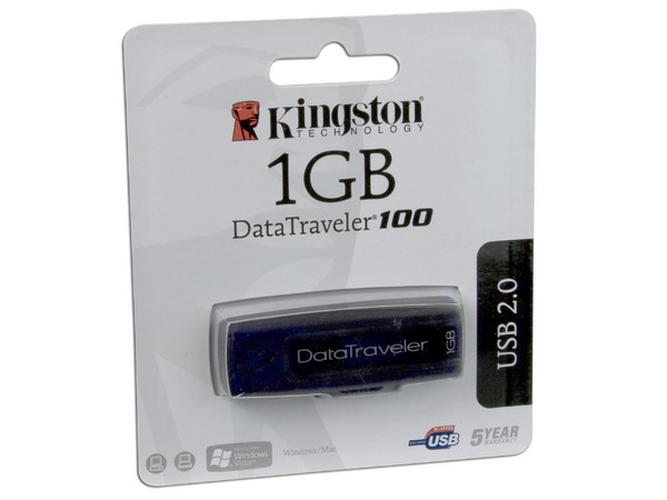 Unidad Flash USB 2.0 Kingston DataTraveler 100 de 1GB. Color Azul