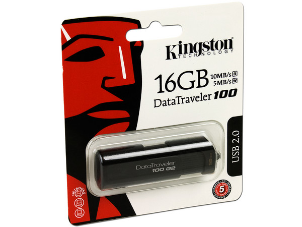 Unidad Flash USB 2.0 Kingston DataTraveler 100 G2 de 16GB.