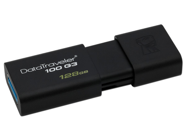 Unidad Flash USB 3.0 Kingston DataTraveler 100 G3 de 128 GB.