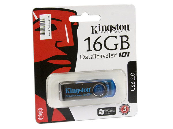 Unidad Flash USB 2.0 Kingston DataTraveler 101 de 16GB. Color Azul