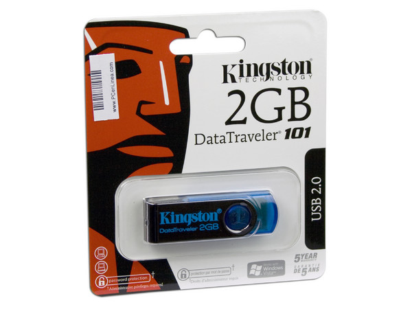 Unidad Flash USB 2.0 Kingston DataTraveler 101 Color Azul de 2GB