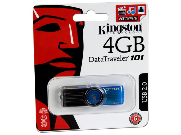 Unidad Flash USB 2.0 Kingston DataTraveler 101 de 4GB. Color Azul