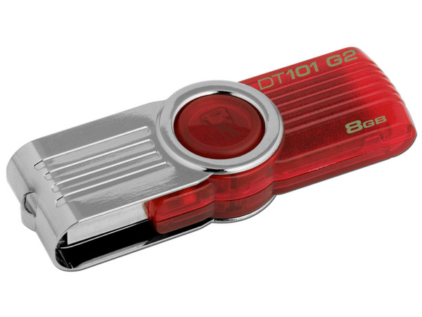 Unidad Flash USB 2.0 Kingston DataTraveler 101 de 8GB. Color Rojo