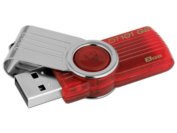 Unidad Flash USB 2.0 Kingston DataTraveler 101 de 8GB. Color Rojo