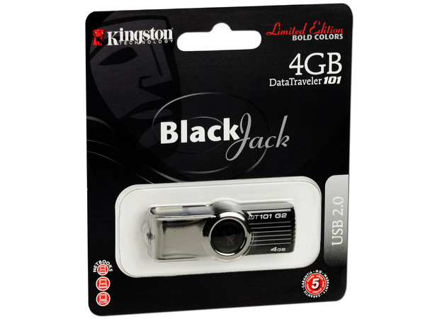 Unidad Flash USB 2.0 Kingston DataTraveler 101 Black Jack de 4GB. Color negro 