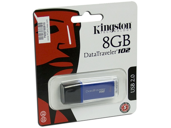 Unidad Flash USB 2.0 Kingston DataTraveler 102  de 8GB. Color Azul