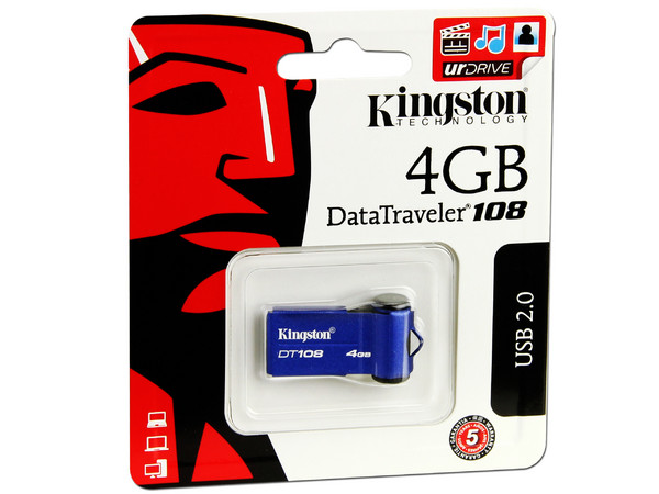 Unidad Flash USB 2.0 Kingston DataTraveler 108 de 4GB. Color Azul