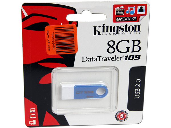 Unidad Flash USB 2.0 Kingston DataTraveler 109 de 8GB. Color Azul