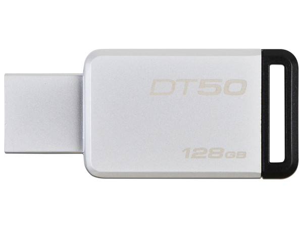 Unidad Flash USB 3.1 Kingston DataTraveler 50 con Elegante y Moderno Diseño de 128GB color Plata.