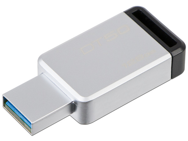 Unidad Flash USB 3.1 Kingston DataTraveler 50 con Elegante y Moderno Diseño de 128GB color Plata.