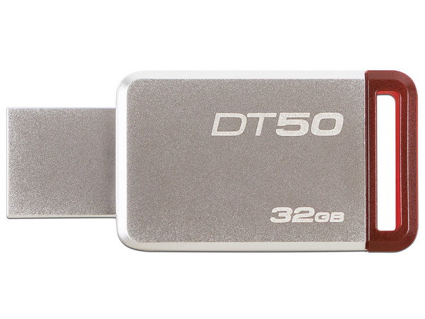 Paquete de 100 Unidades Flash USB 3.1 Kingston DataTraveler 50 con Elegante y Moderno Diseño de 32GB Color Rojo.