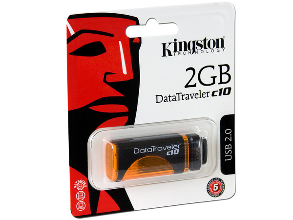 Unidad Flash USB 2.0 Kingston DataTraveler c10 de 2GB. Color Naranja