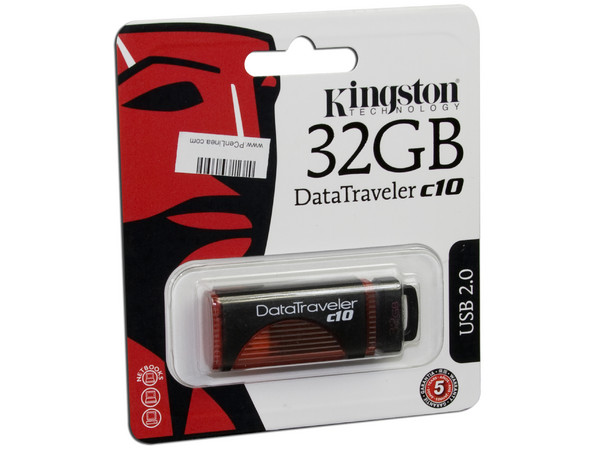 Unidad Flash USB 2.0 Kingston DataTraveler c10 de 32GB. Color Roja