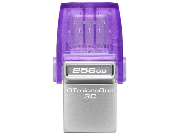 Unidad Flash USB 3.2 Kingston DataTraveler microDuo 3C de 256GB, Puerto USB-A y USB-C, Color Morado.