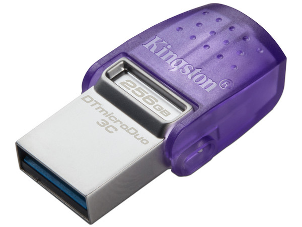Unidad Flash USB 3.2 Kingston DataTraveler microDuo 3C de 256GB, Puerto USB-A y USB-C, Color Morado.
