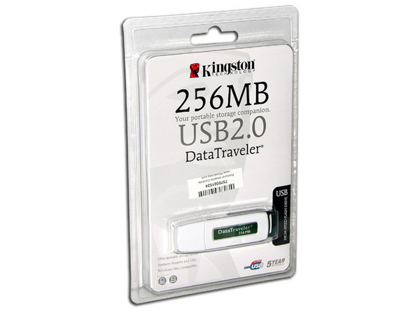 Unidad Flash USB 2.0 Kingston DataTraveler de 256 Mb. Velocidad de 3/6MBps (Escribe/Lee)