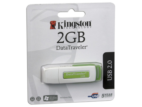 Unidad Flash USB 2.0 Kingston DataTraveler de 2 GB. Velocidad de 3/6MBps (Escribe/Lee)