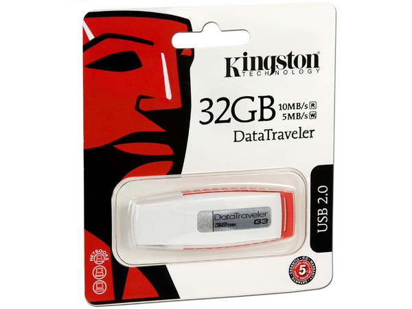 Unidad Flash USB 2.0 Kingston DataTraveler G3 de 32 GB.