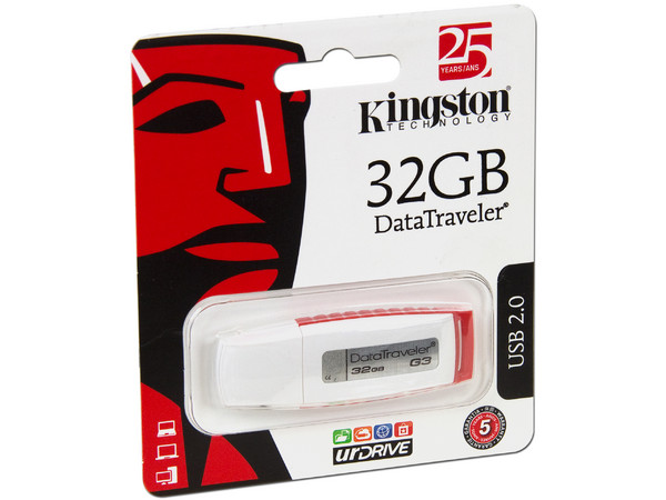 Unidad Flash USB 2.0 Kingston DataTraveler G3 de 32 GB.