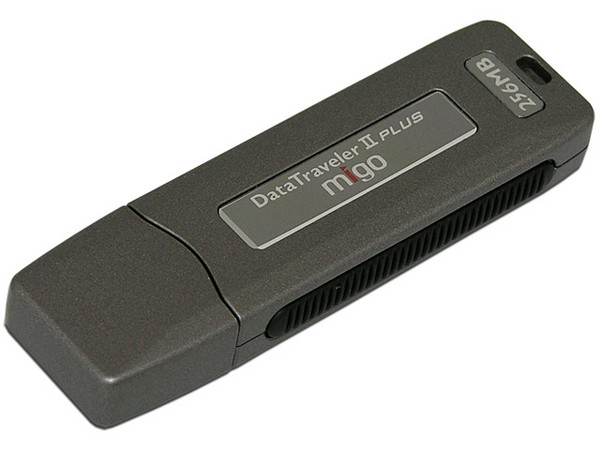 Unidad Flash USB 2.0 Kingston DataTraveler II Edición Migo de 256 Mb. Velocidad de 13/19MBps (Escribe/Lee)