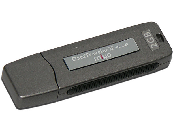 Unidad Flash USB 2.0 Kingston DataTraveler II Edición Migo de 2 GB. Velocidad de 13/19MBps (Escribe/Lee)