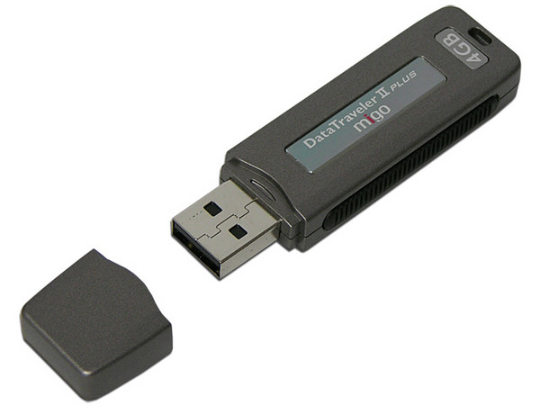 Unidad Flash USB 2.0 Kingston DataTraveler II Edición Migo de 4 GB. Velocidad de 13/19MBps (Escribe/Lee)
