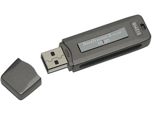 Unidad Flash USB 2.0 Kingston DataTraveler II Edición Migo de 512 Mb. Velocidad de 13/19MBps (Escribe/Lee)