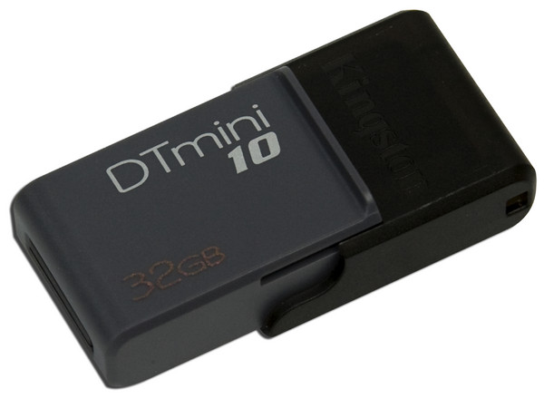 Unidad Flash USB 2.0 Kingston DataTraveler mini10 de 32GB. Color Gris