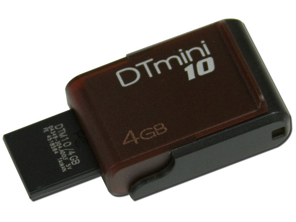 Unidad Flash USB 2.0 Kingston DataTraveler mini10 de 4GB. Color Roja