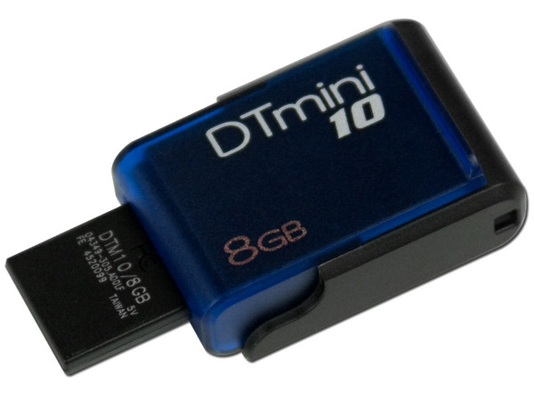 Unidad Flash USB 2.0 Kingston DataTraveler mini10 de 8GB. Color Azul