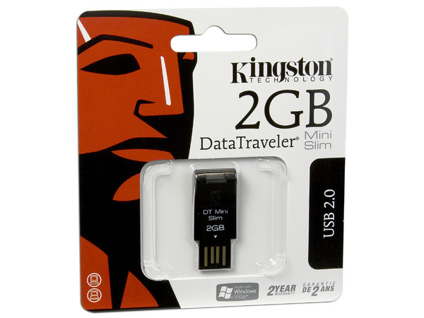 Unidad Flash USB 2.0 Kingston Data Traveler MiniSlim de 2 GB. Negra