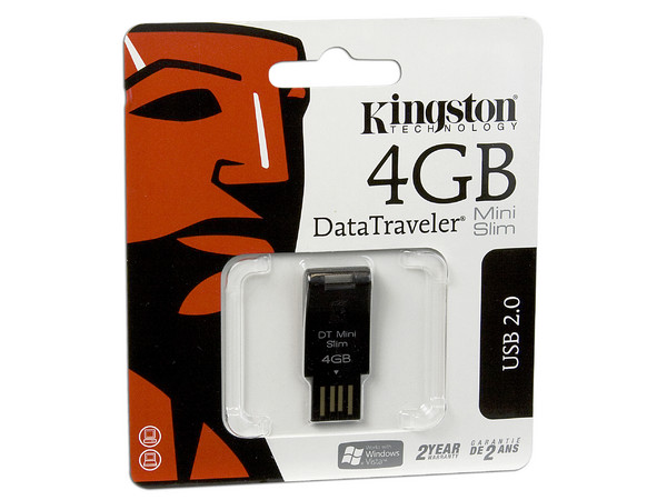 Unidad Flash USB 2.0 Kingston Data Traveler MiniSlim de 4 GB. Color Negra