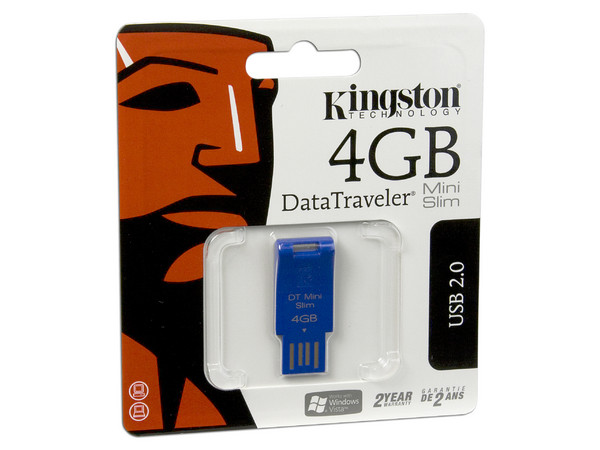 Unidad Flash USB 2.0 Kingston Data Traveler MiniSlim de 4 GB. Color Azul