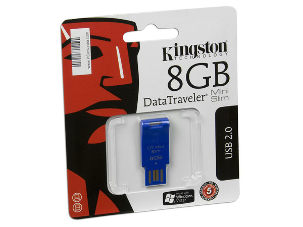 Unidad Flash USB 2.0 Kingston Data Traveler MiniSlim de 8 GB. Color Azul