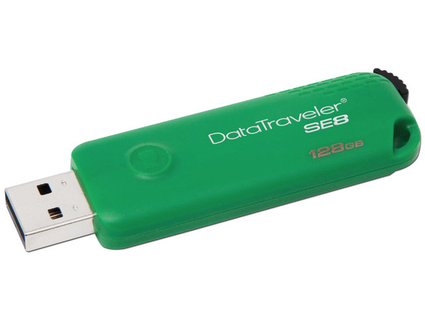Unidad Flash USB 2.0 Kingston DataTraveler SE8 de 128 GB. Color Verde. Empaque dañado.