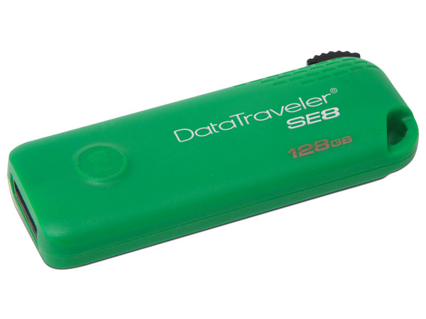 Unidad Flash USB 2.0 Kingston DataTraveler SE8 de 128 GB. Color Verde. Empaque dañado.