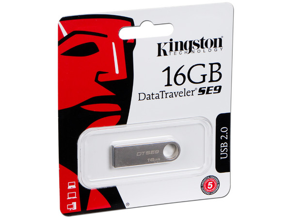 Unidad Flash USB 2.0 Kingston DataTraveler SE9 con Elegante y Moderno Diseño de Metal de 16GB.