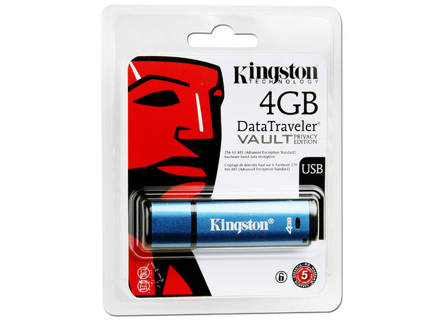 Unidad Flash USB 2.0 Kingston DataTraveler VAULT Privacy Edition de 4GB. Color Azul 