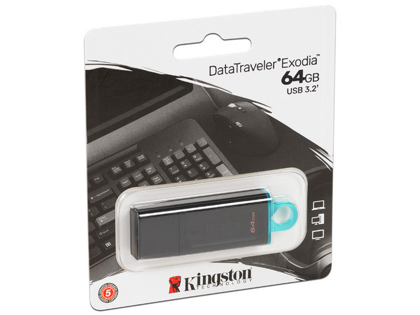 Unidad Flash USB 3.2 Kingston DataTraveler Exodia de 64GB.