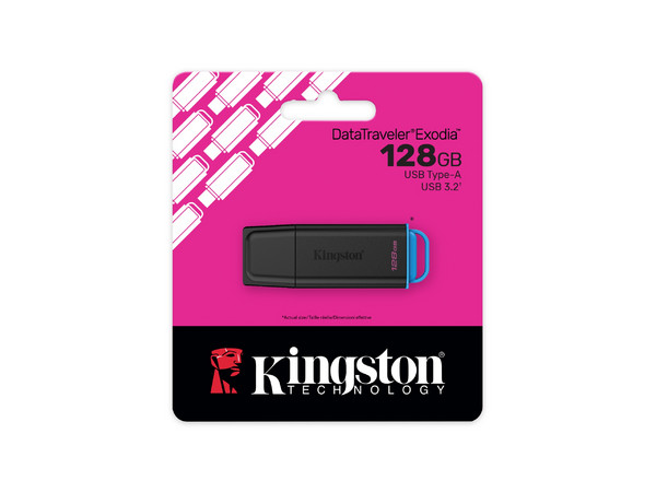 Unidad Flash USB 3.2 Gen 1 KINGSTON DataTraveler Exodia de 128GB. Color Negro y Azul.